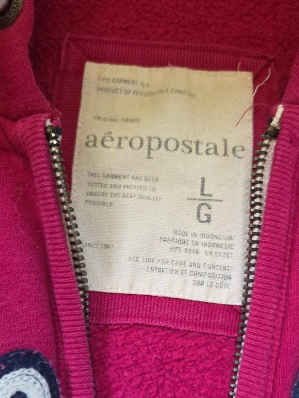 Aeropostale Girls' Hot Pink Zip Hoodie